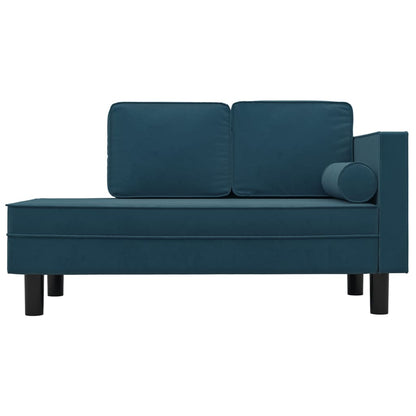 Chaise longue com almofadões e rolo veludo azul