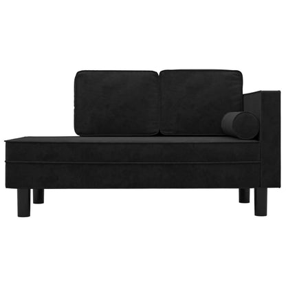 Chaise longue com almofadões e rolo veludo preto