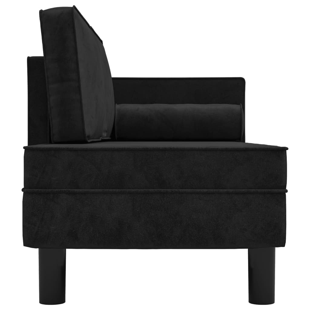 Chaise longue com almofadões e rolo veludo preto