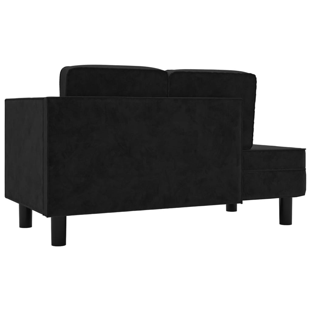 Chaise longue com almofadões e rolo veludo preto