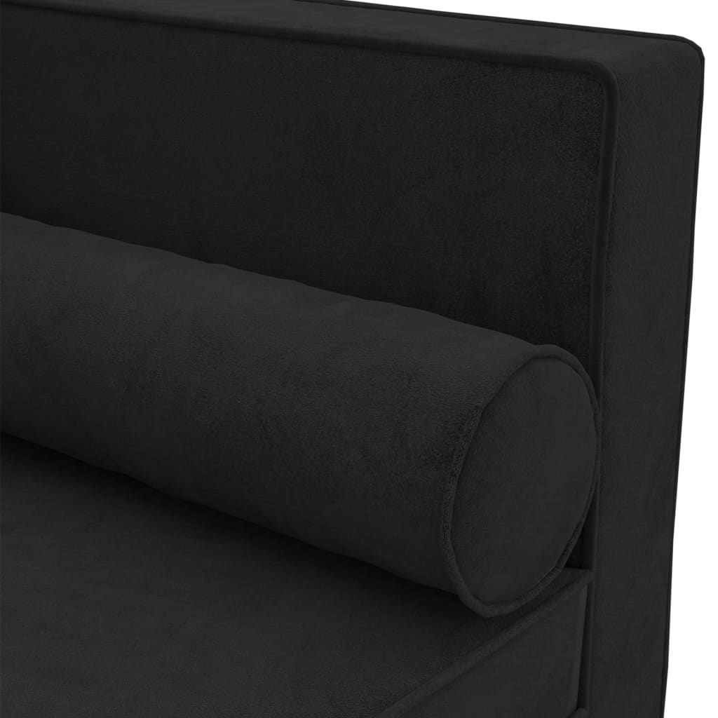 Chaise longue com almofadões e rolo veludo preto