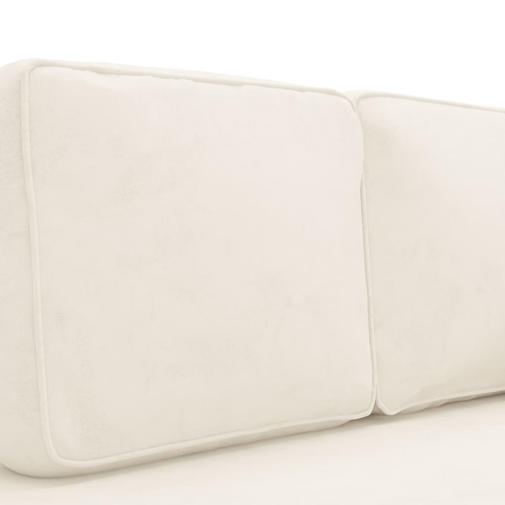 Chaise longue com almofadões e rolo veludo cor creme