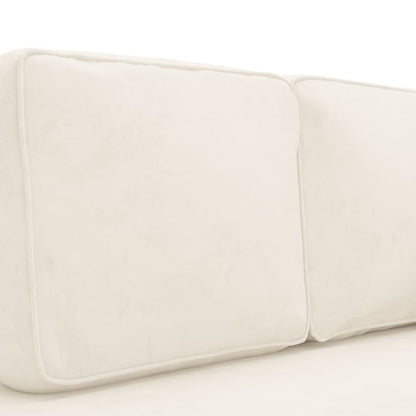 Chaise longue com almofadões e rolo veludo cor creme