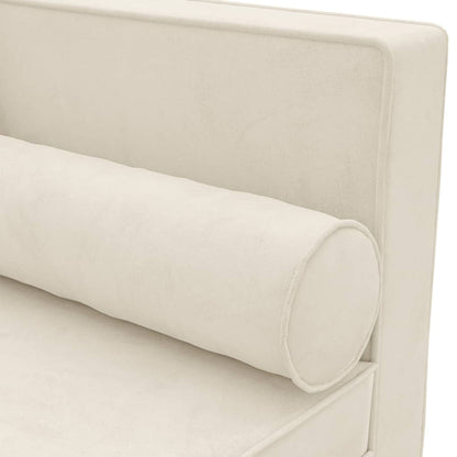 Chaise longue com almofadões e rolo veludo cor creme