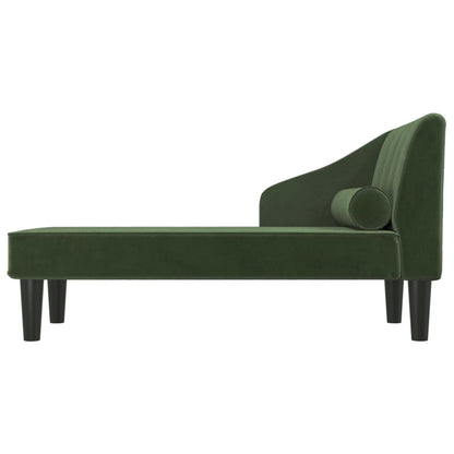 Chaise longue com rolo veludo verde-escuro