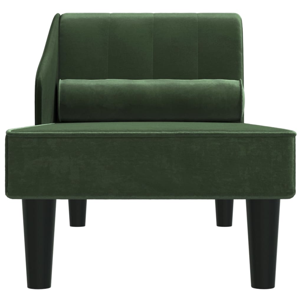 Chaise longue com rolo veludo verde-escuro