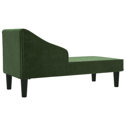 Chaise longue com rolo veludo verde-escuro