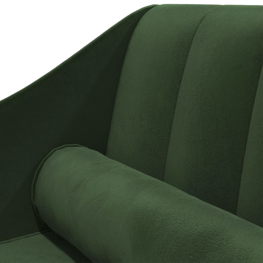 Chaise longue com rolo veludo verde-escuro