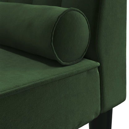 Chaise longue com rolo veludo verde-escuro