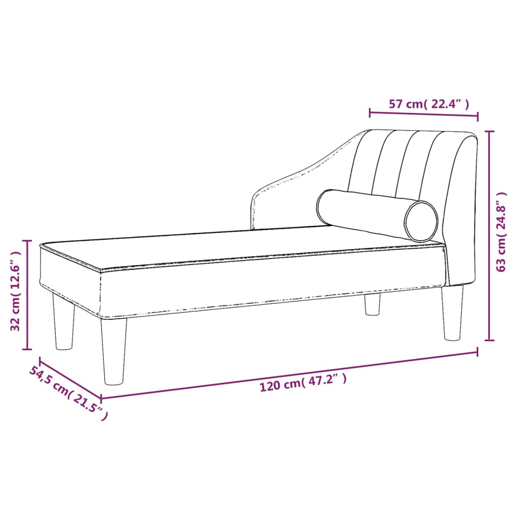 Chaise longue com rolo veludo verde-escuro