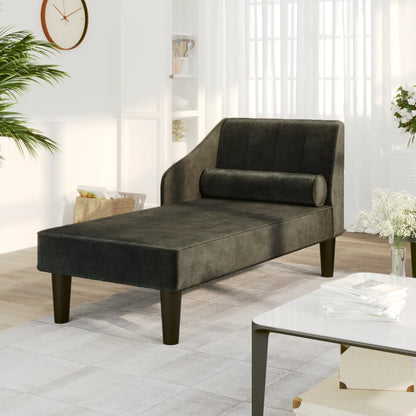 Chaise longue com rolo veludo preto