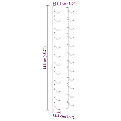 Garrafeira de parede para 12 garrafas 2 pcs ferro branco