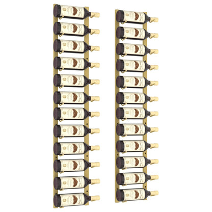 Garrafeira de parede para 12 garrafas 2 pcs ferro dourado