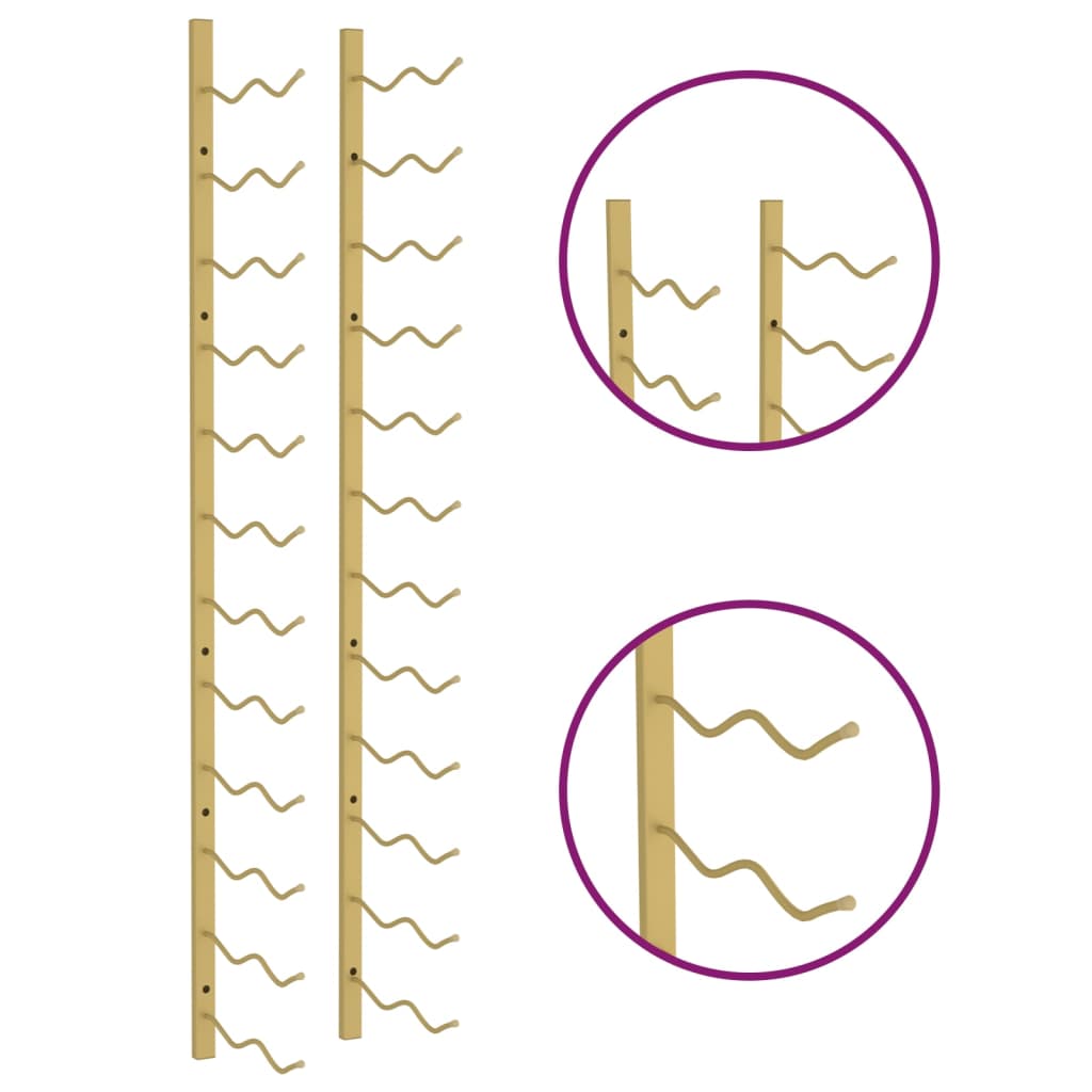 Garrafeira de parede para 24 garrafas ferro dourado