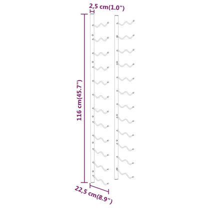 Garrafeira de parede para 24 garrafas 2 pcs ferro branco