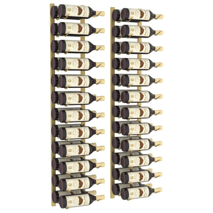 Garrafeira de parede para 24 garrafas 2 pcs ferro dourado