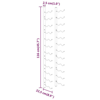 Garrafeira de parede para 24 garrafas 2 pcs ferro dourado