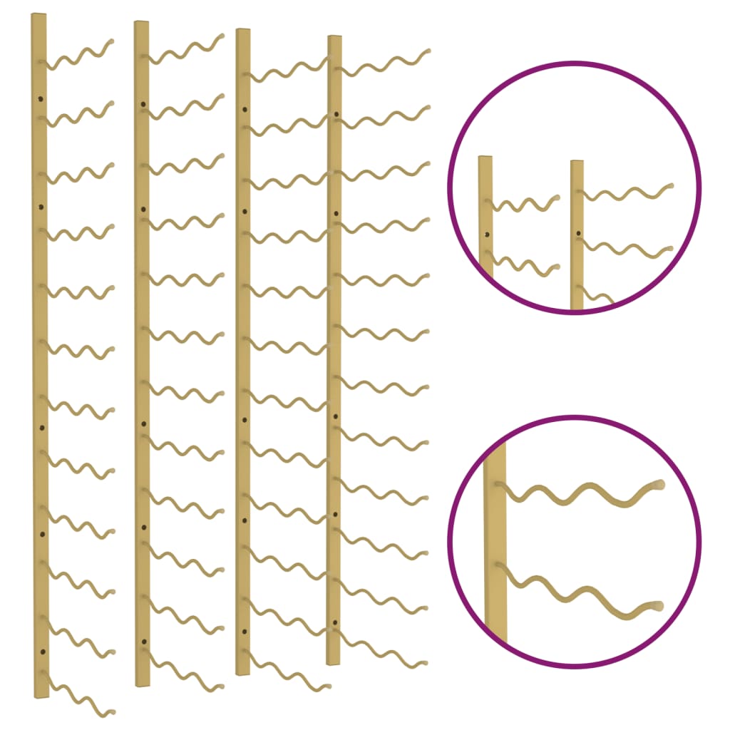 Garrafeira de parede para 36 garrafas 2 pcs ferro dourado