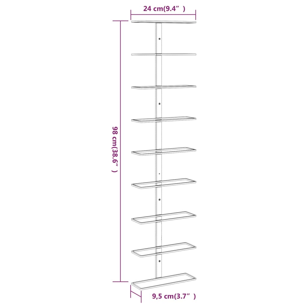 Garrafeira de parede para 9 garrafas 2 pcs ferro branco