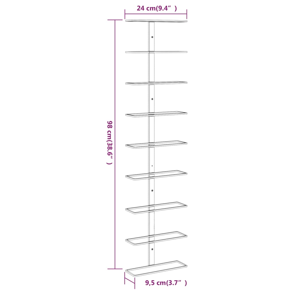 Garrafeira de parede para 9 garrafas 2 pcs ferro dourado