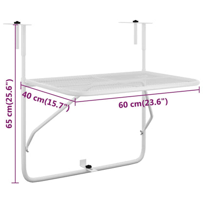 Mesa para varanda 60x40 cm aço branco