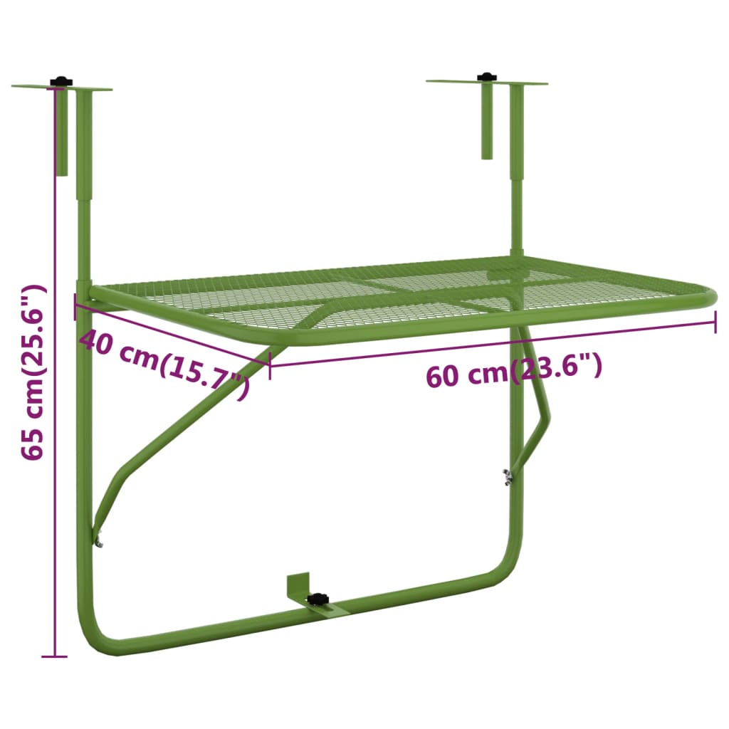 Mesa para varanda 60x40 cm aço verde