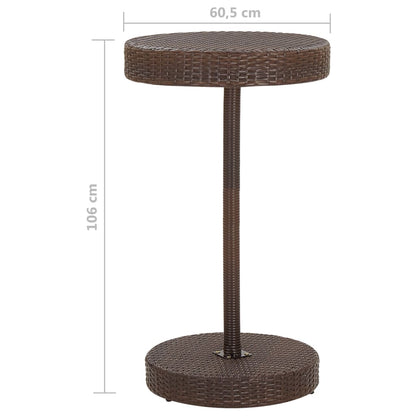 3 pcs conjunto de bar p/ jardim com almofadões vime PE castanho