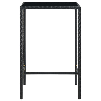 3 pcs conjunto de bar para jardim com almofadões vime PE preto