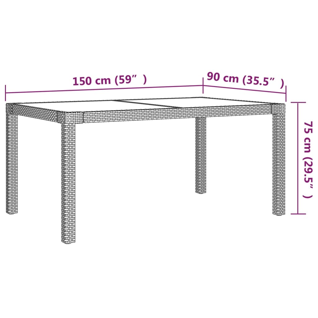 5 pcs conjunto jantar exterior com almofadões vime PE preto