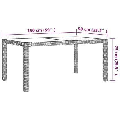 5 pcs conjunto jantar exterior com almofadões vime PE preto