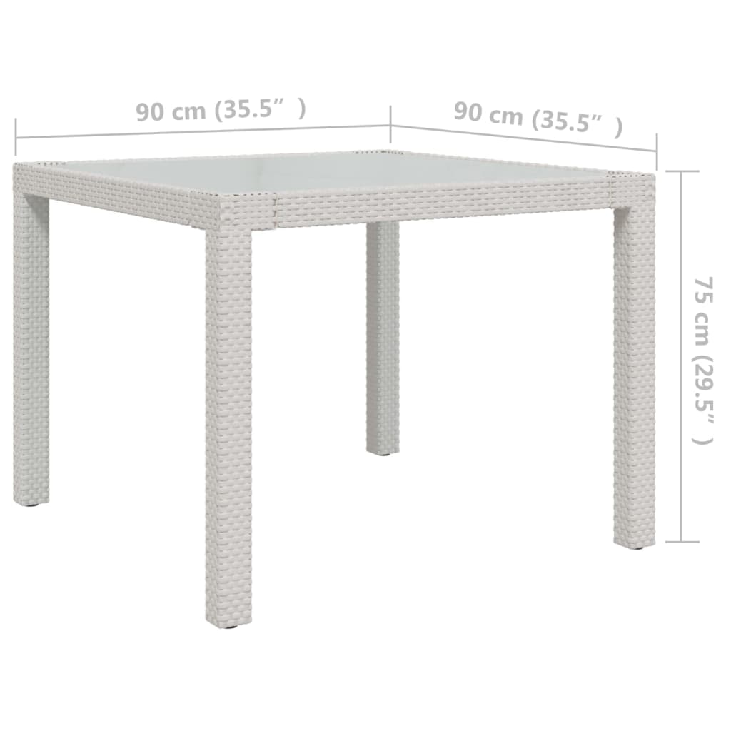 3 pcs conjunto de jantar exterior c/ almofadões vime PE branco