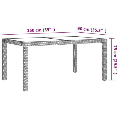 7 pcs conjunto jantar p/ exterior c/ almofadões vime PE bege