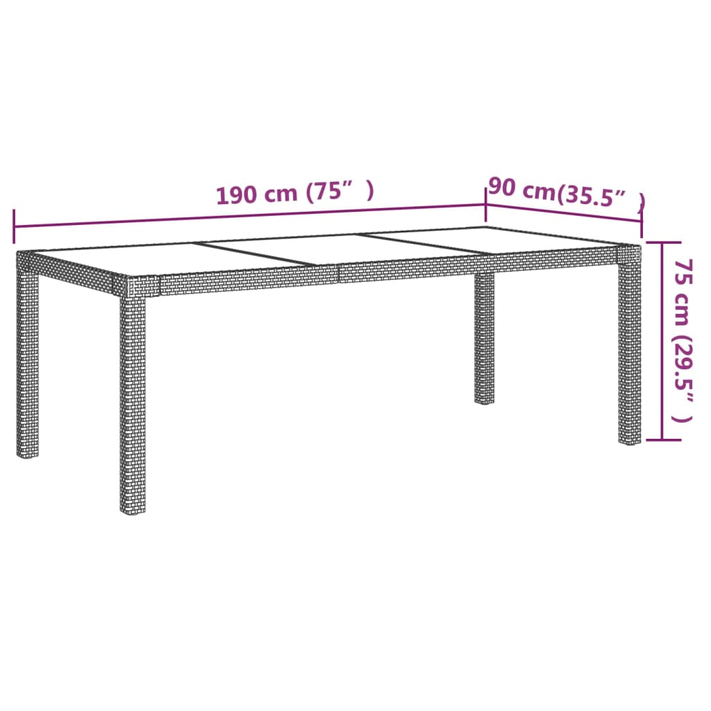 7 pcs conjunto de jantar p/ exterior c/ almofadões vime PE bege