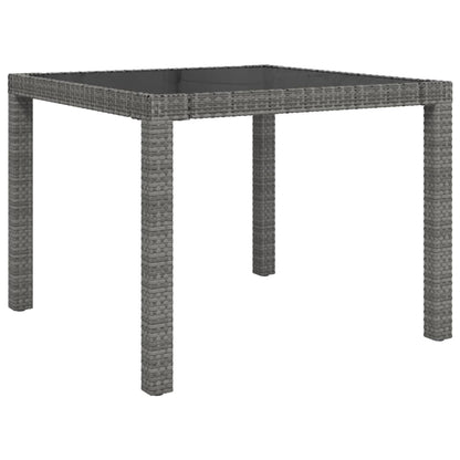 3pcs conjunto jantar exterior c/ almofadões vime PE preto/cinza