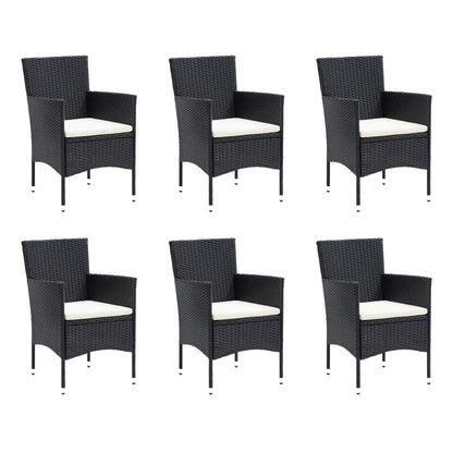 9 pcs conjunto de jantar p/ jardim c/ almofadões vime PE preto