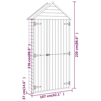 Abrigo p/ ferramentas de jardim 107x37x220 cm pinho impregnado