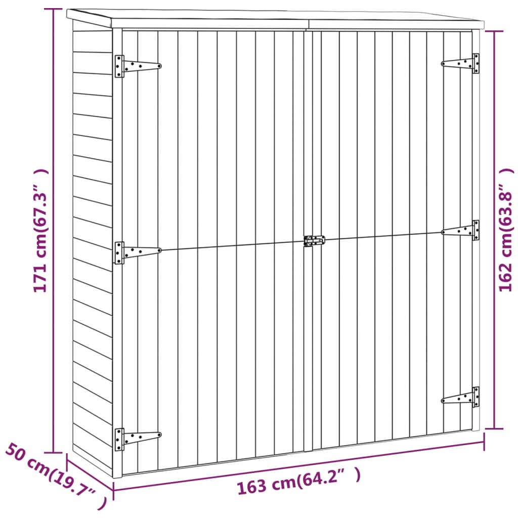 Abrigo p/ ferramentas de jardim 163x50x171 cm pinho maciço