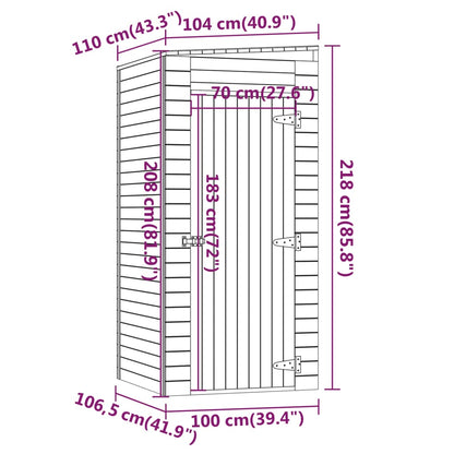 Abrigo de arrumação para jardim 100x110x218 cm pinho impregnado