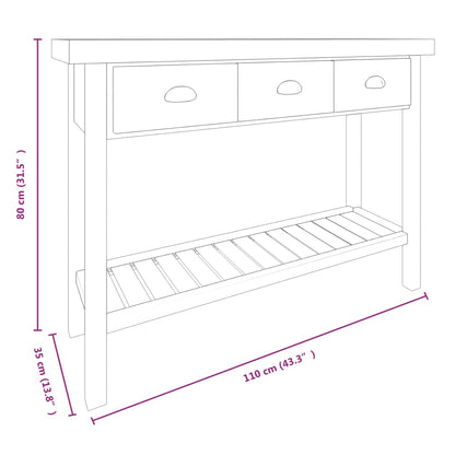 Mesa consola 110x35x80 cm madeira de abeto maciça