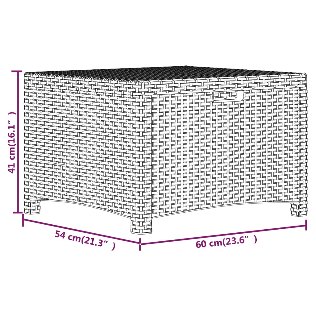 Caixa de arrumação para jardim 60x54x41 cm vime PP castanho