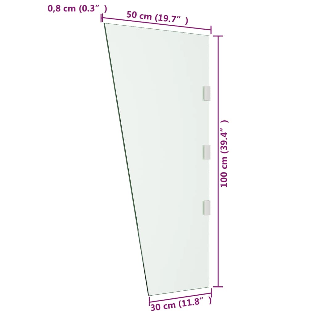 Painel lateral p/ toldo porta 50x100cm vidro temp. transparente