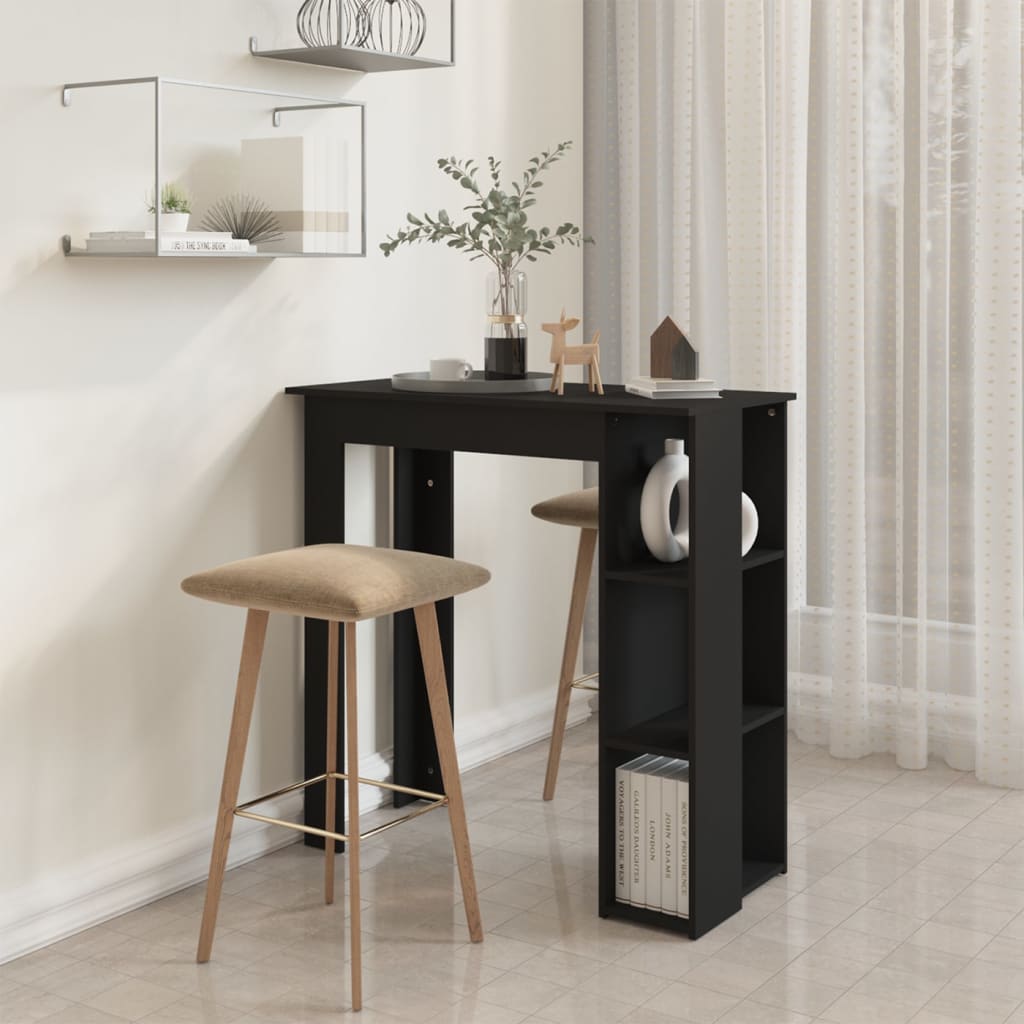 Mesa de Bar Turpe com 3 Prateleiras de 102 cm - Preto - Design Moderno