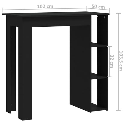 Mesa de Bar Turpe com 3 Prateleiras de 102 cm - Preto - Design Moderno