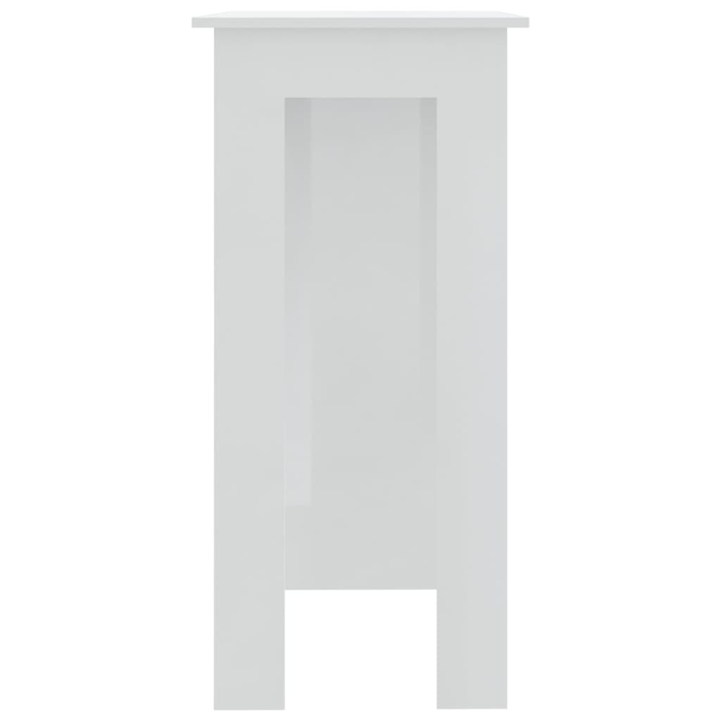 Mesa de Bar Turpe com 3 Prateleiras de 102 cm - Branco Brilhante - Design Moderno