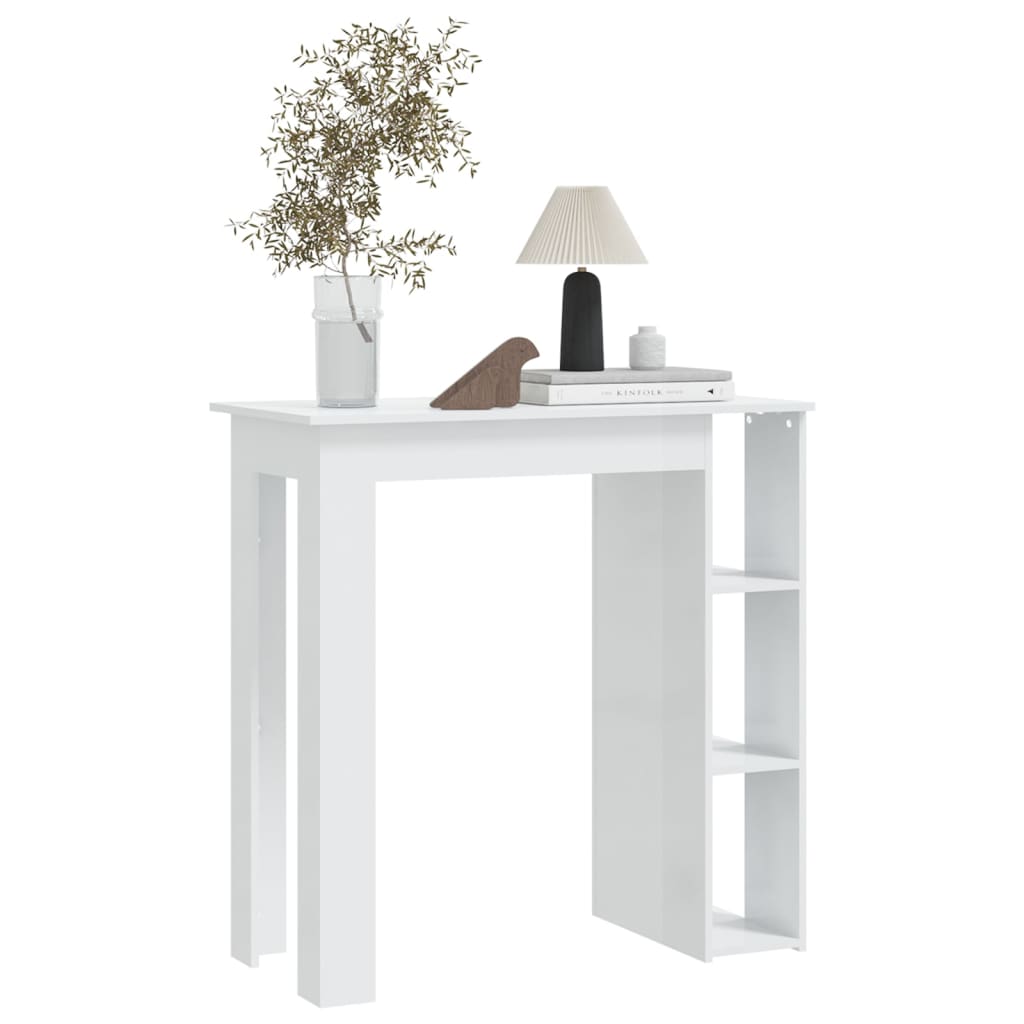 Mesa de Bar Turpe com 3 Prateleiras de 102 cm - Branco Brilhante - Design Moderno