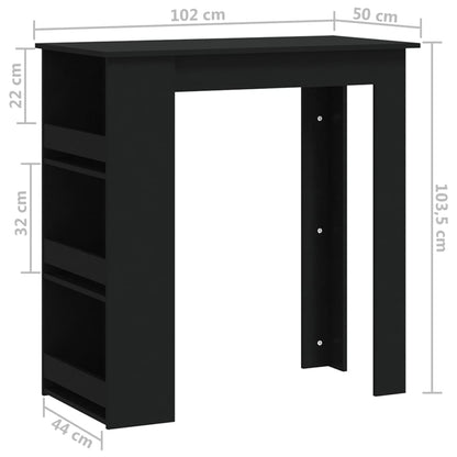 Mesa de Bar Amber com 3 Prateleiras de 102 cm - Preto - Design Moderno