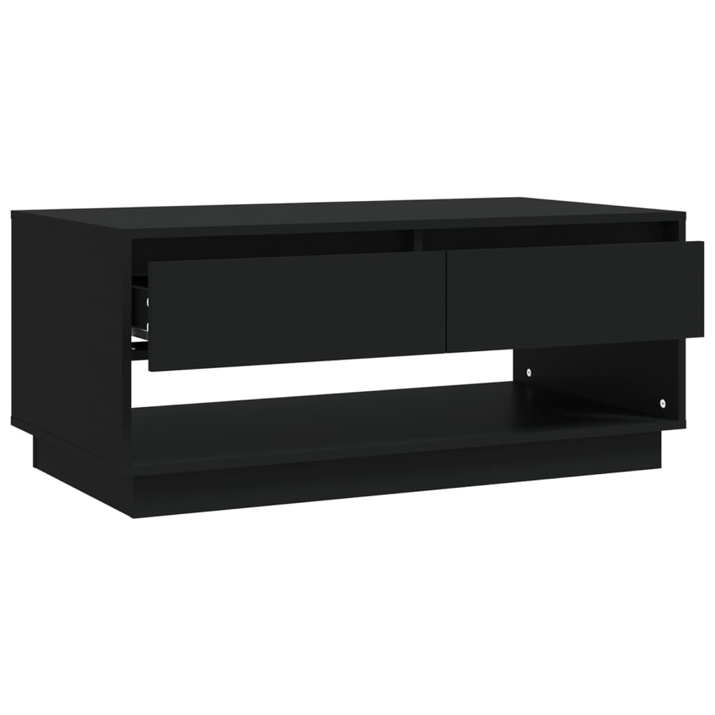 Mesa de Centro Madrid com 2 Gavetas de 102 cm - Preto - Design Moderno