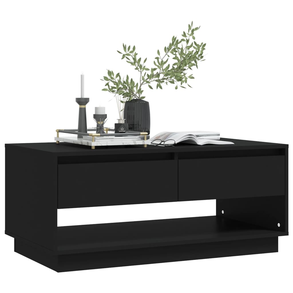 Mesa de Centro Madrid com 2 Gavetas de 102 cm - Preto - Design Moderno