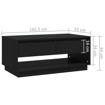 Mesa de Centro Madrid com 2 Gavetas de 102 cm - Preto - Design Moderno