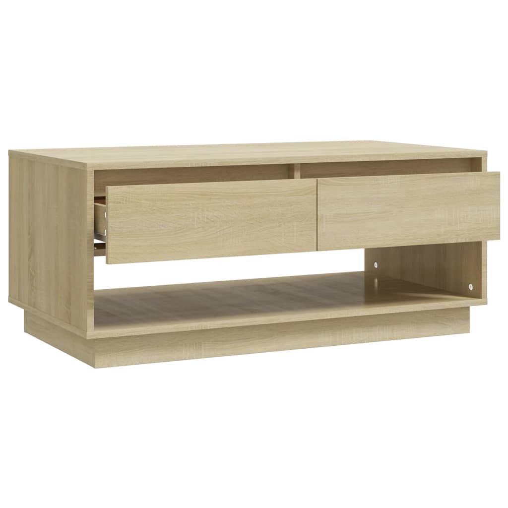 Mesa de Centro Madrid com 2 Gavetas de 102 cm - Carvalho - Design Moderno